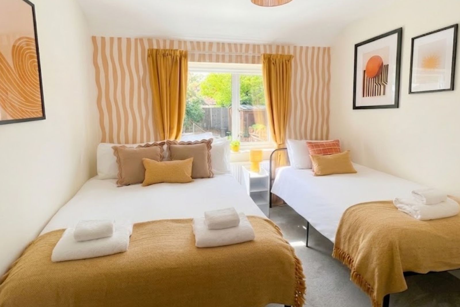 Twin bedroom set up for a working team