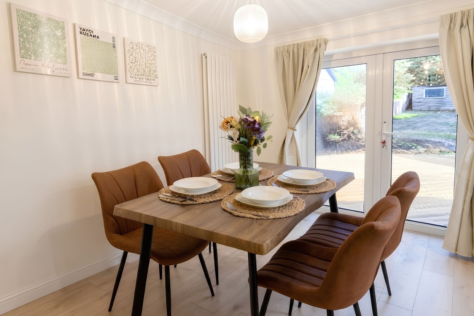 Dining table laid for four